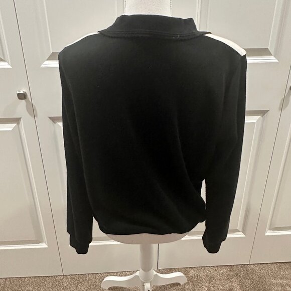 Alfred Dunner Size Medium long sleeve polo collar knit shirt embroidery black - Picture 3 of 3